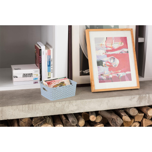 Curver Curver My Style Small Rectangular Storage Basket 4L - Blue (Pack of 4), Lightweight 2