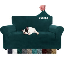 XINEAGE 1 Piece Velvet Couch Covers for 2 Cushion Couch High Stretch Loveseat Slipcover for Pets Dogs Anti Slip Love Seat Sofa Slipcover Furniture Pr
