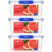 Sistema KLIP IT PLUS Food Storage Containers | 3.35 L | Leak-Proof, Stackable & Airtight Fridge/Freezer Containers with Lids | BPA-Free Plastic | Blu