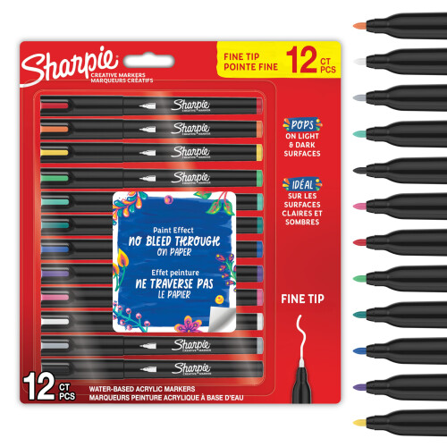 Sharpie Sharpie Creative Marker Acrylic Paint Pens | Fine-Tip Water-Based Paint Markers