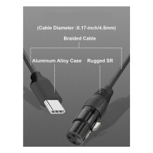 3X XLR to USB C USB C to XLR for Phone to Microphone XLR to USB Cable for Tablet, Laptop and Other Type C Device(6FT)