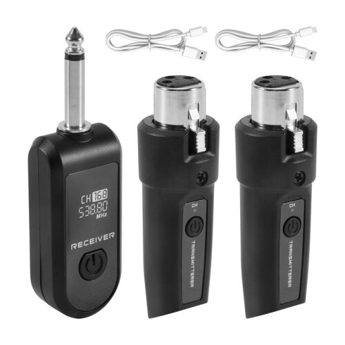 5X UHF XLR Adapter System Wireless Microphone Transmitter Receiver for Dynamic Microphone Guitar Audio Mixer PA System 2