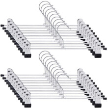 Dikenson Trouser Hangers - Pack of 20 Skirt Hangers With Adjustable Non-Slip Clips, Heavy Duty and Durable - Space Saving Pants and Skirts Organizer