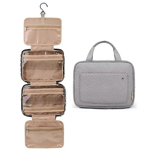 (light grey) Travel Bag With Hook, Waterproof  Travel Storage Bag Light Grey