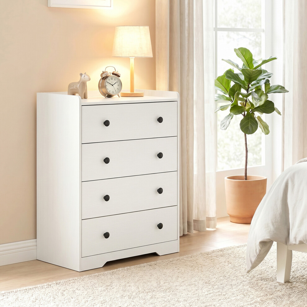 Homcom (White) 4 Drawer Chest Of Drawers, Storage Cabinet