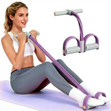 Fascia elastica per pedali con maniglia, fascia multifunzionale a sei tubi, realizzata in gomma naturale - Viola