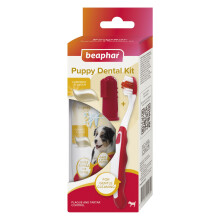 Beaphar - Puppy Dental Care Kit - Toothbrush, Finger Brush & Camomile-Flavoured Toothpaste with Enzymes - Helps Control Plaque & Tartar - 1x