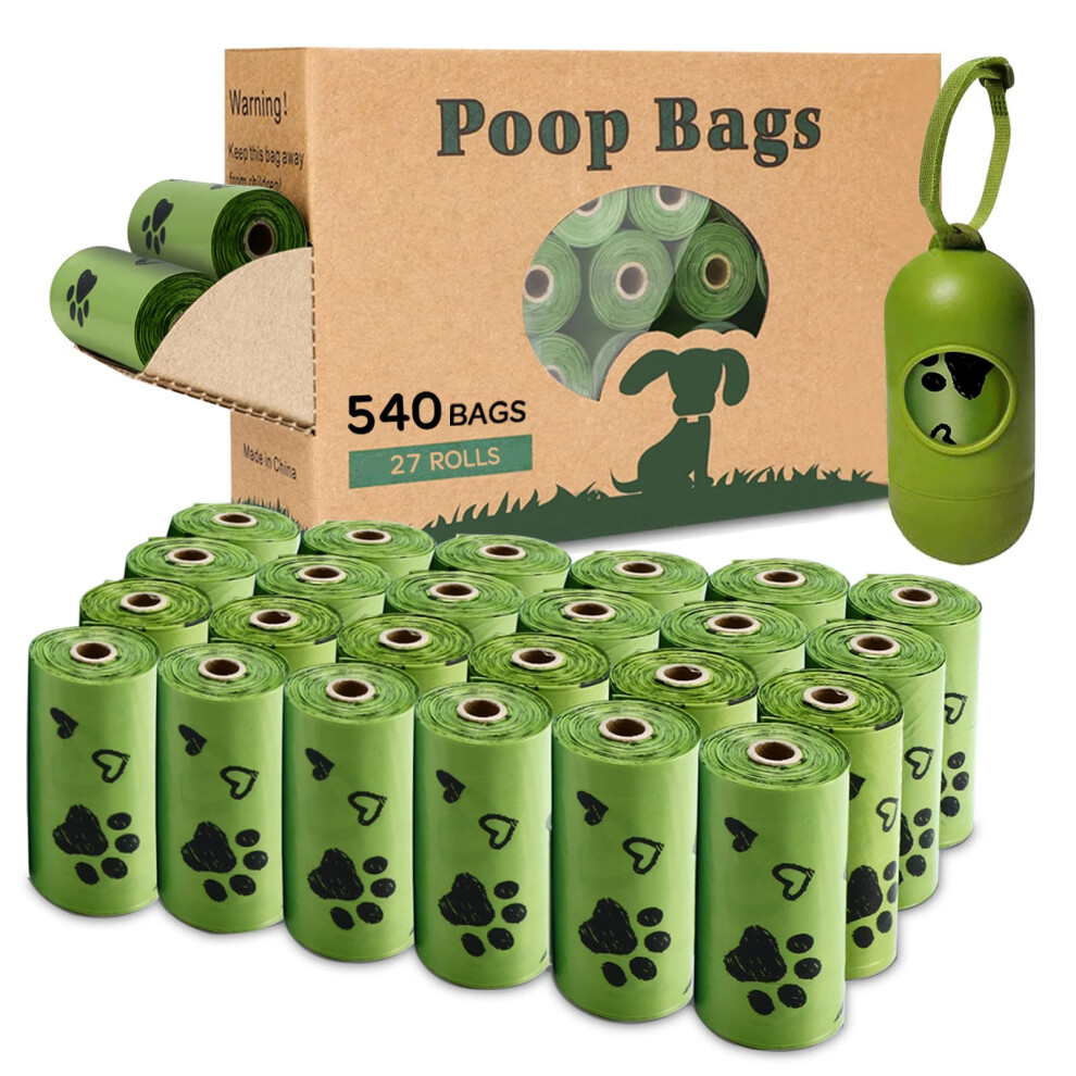 Yingdelai Dog Poo Bags - 540 Counts Biodegradable Poop Waste Bag Refill Rolls For Dogs Include 1 Adjustable Dispenser | Scented