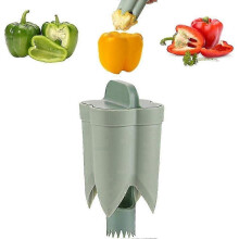 (Green) Pepper Corer Seed Remover, 2 in 1 Fruit Pepper Corer Remover, Vegetable Core Remover Creative Kitchen Pepper Corer (Beige)