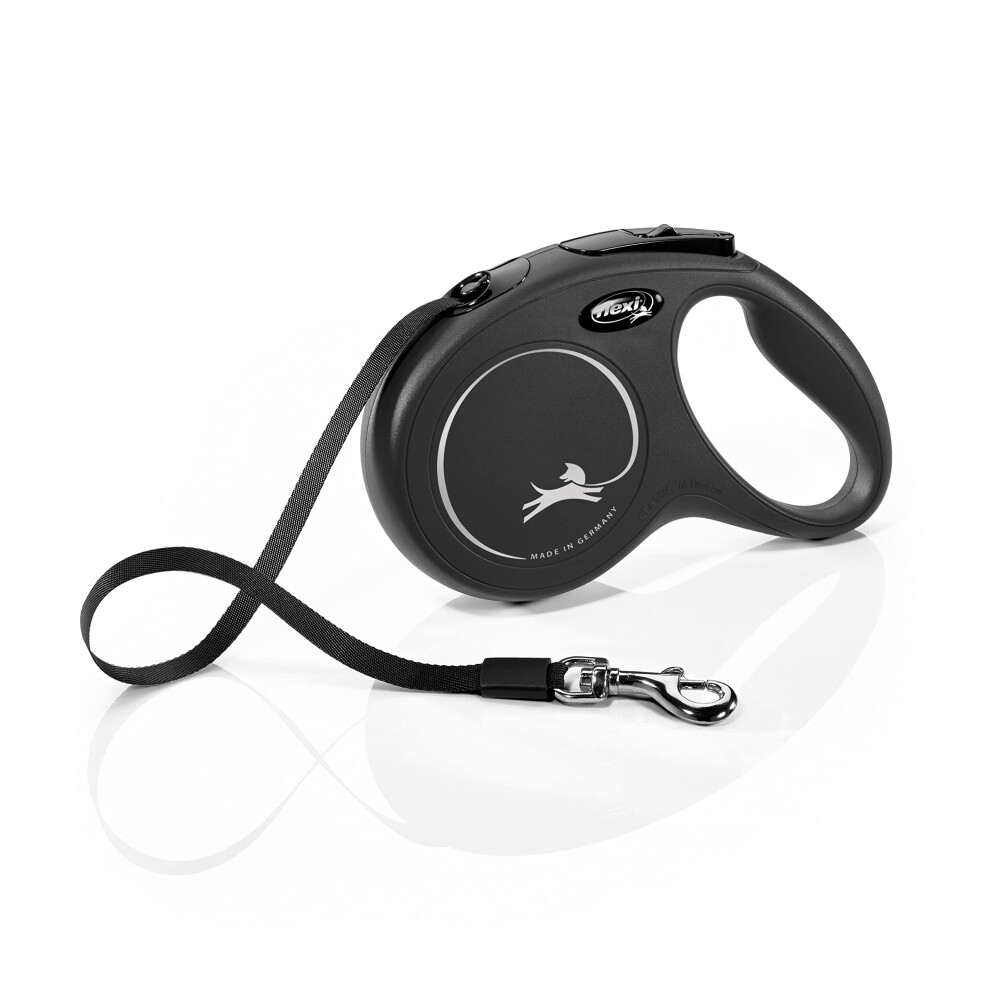 Flexi Classic M | 5 M Retractable Tape Leash For Dogs Up To 25 Kg | Black | Ret