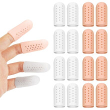 16 stuks siliconen vingerhoesjes, ademende siliconen gel vingerbeschermers, gel vingerbeschermers met ventilatiegaatjes