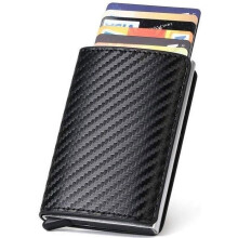 Porta carte di credito, porta carte di credito RFID in fibra di carbonio, porta biglietti da visita, a scomparsa automatica per uomo