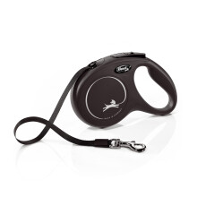 flexi Classic M | 5 m retractable tape leash for dogs up to 25 kg | Black | retractable dog lead | Weight: 280 g | Dimensions: 11.6 x 18.8 cm
