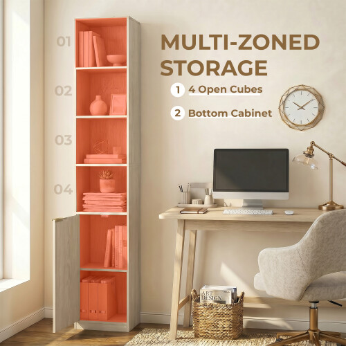 Homcom HOMCOM Bookcase Adjustable Shelf 6-Tier Oak Wood Effect 2
