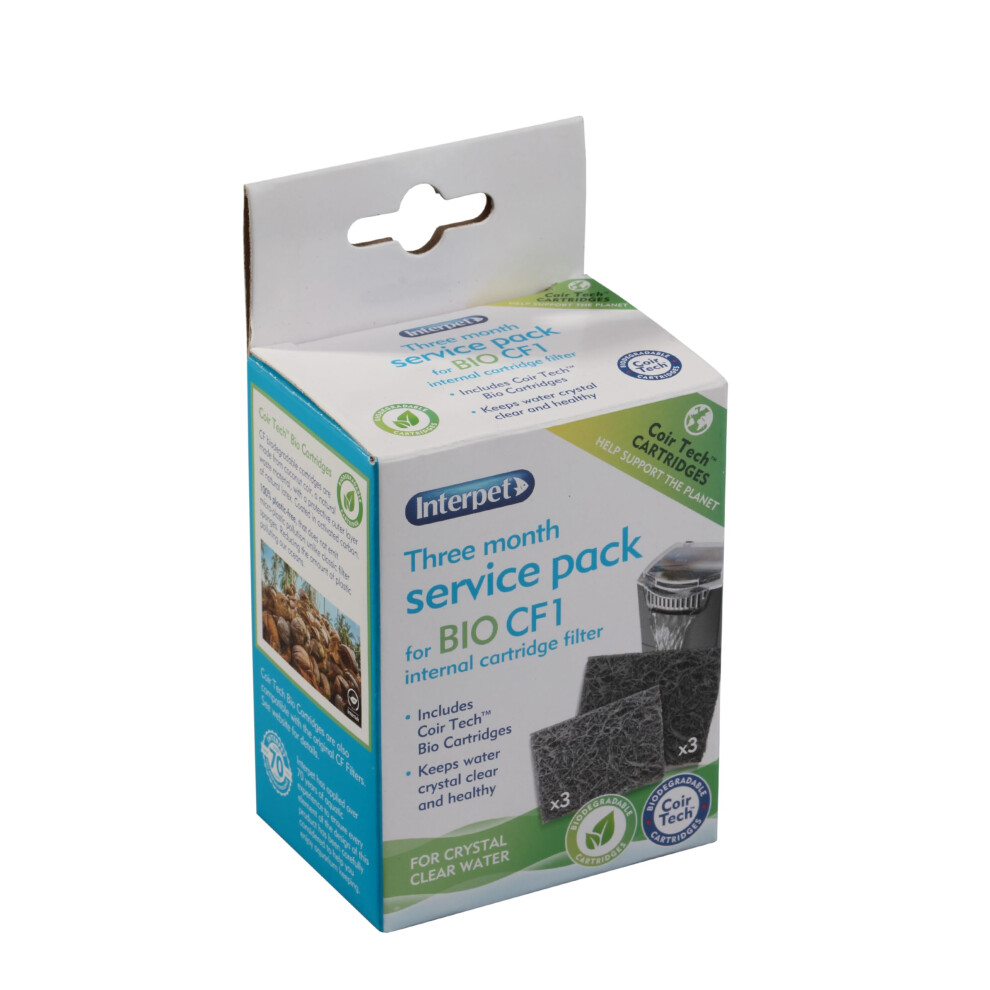 Interpet 3 Month Service Pack For The Internal Cartridge Filter Cf1 (3 X Filter Cartridge, 3 X Algaway Pad), Clear