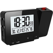 Projectorwekker met dubbele alarmfunctie, digitale wekker met USB-oplaadfunctie, snooze-functie en weergave van luchtvochtigheid en