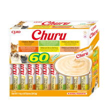 INABA Churu Cat Treat - Chicken Variety Box - 1 Pack (60 x 14g total) / Soft & Creamy Cat Treat, Delicious & Healthy Snack, Lickable Sticks,