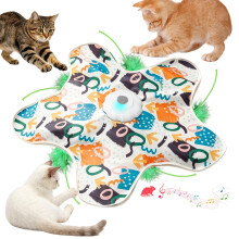 QINGWANGDA Cat Toys for Indoor Cats Adult kitten,Hide and Seek Cat Toys,Interactive Cat Toy,It Makes A Squeaking sound,USB Rechargeable,Gifts for Cat