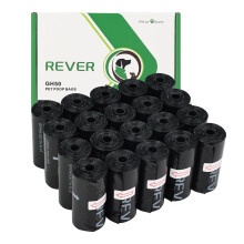 REVER GH50 Dog Poop Bags Unscented, 300 Extra Thick Pet Waste Bags (20 Rolls x 15 Bags), 33x23cm, Leak-Proof & Durable, Black