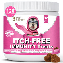 Bailey & buddies ITCH-FREE Allergy Relief Chews for Dog - 120 Soft Chews with Om