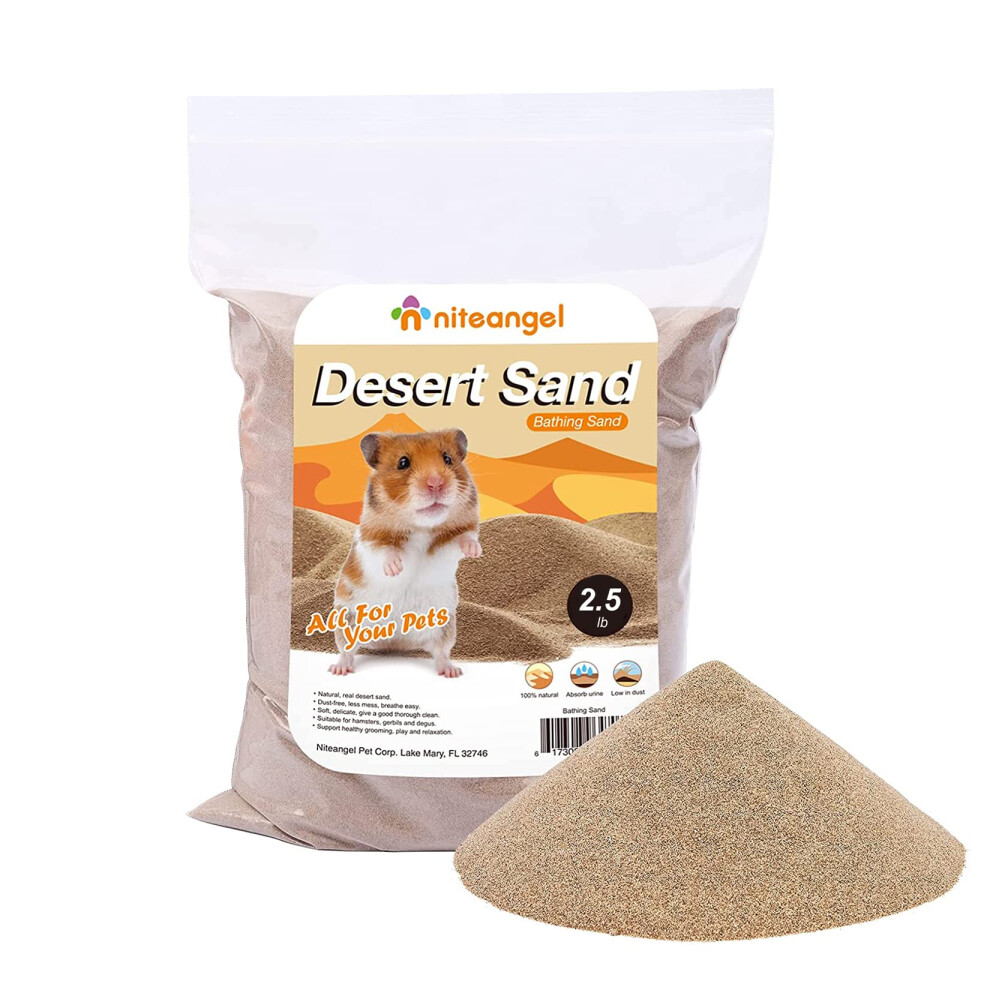 Niteangel Hamster Desert Bath Sand | No-Dust Bath Or Potty Litter For Hamsters, Chinchillas, Gerbils, Mice, Degus And Other Small Pets (2.5L