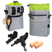 lanktoo Dog Treat Pouch Bag with Poop Bag Holder, Waterproof Puppy Training Walking Bag W/Shoulder Strap, Waist Belt and Clip, Easily Carrying Dog To