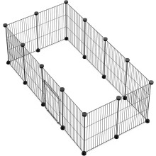 LANGXUN DIY with Door Fence for Small Animals Pets, Rabbit Cage, Guinea Pig Cage, Puppies, Kitten Fence (43 x 32 12PCS), Black/White