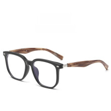 (Sand Black)Anti Blue Light Retro Wooden Pattern Square Glasses With Resin Lenses For Women Stylish