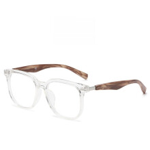 (Clear)Anti Blue Light Retro Wooden Pattern Square Glasses With Resin Lenses For Women Stylish