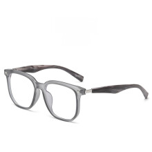 (Clear Gray)Anti Blue Light Retro Wooden Pattern Square Glasses With Resin Lenses For Women Stylish