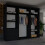 MN Furniture Triple Door Sliding Mirror Wardrobe Black 250cm 2