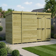 11 x 4 Pent Shed Tanalised (Double Door, No Windows)