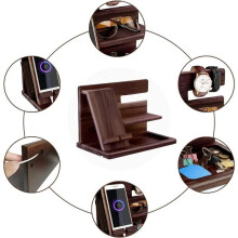 Multifunctionele houten bureau-organizer, oplaadstation voor horloges, telefoonhouder, creatief kerstcadeau voor mannen
