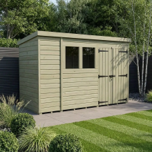 11 x 4 Pent Shed Tanalised (Double Door, With Windows)