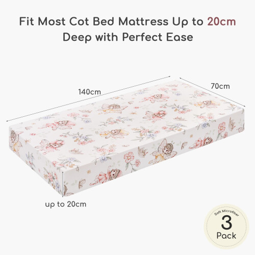 Yukkidds Cot Bed Sheets 140x70cm Fitted 3 Pack Cot Sheets Super Soft and Lightwe 1