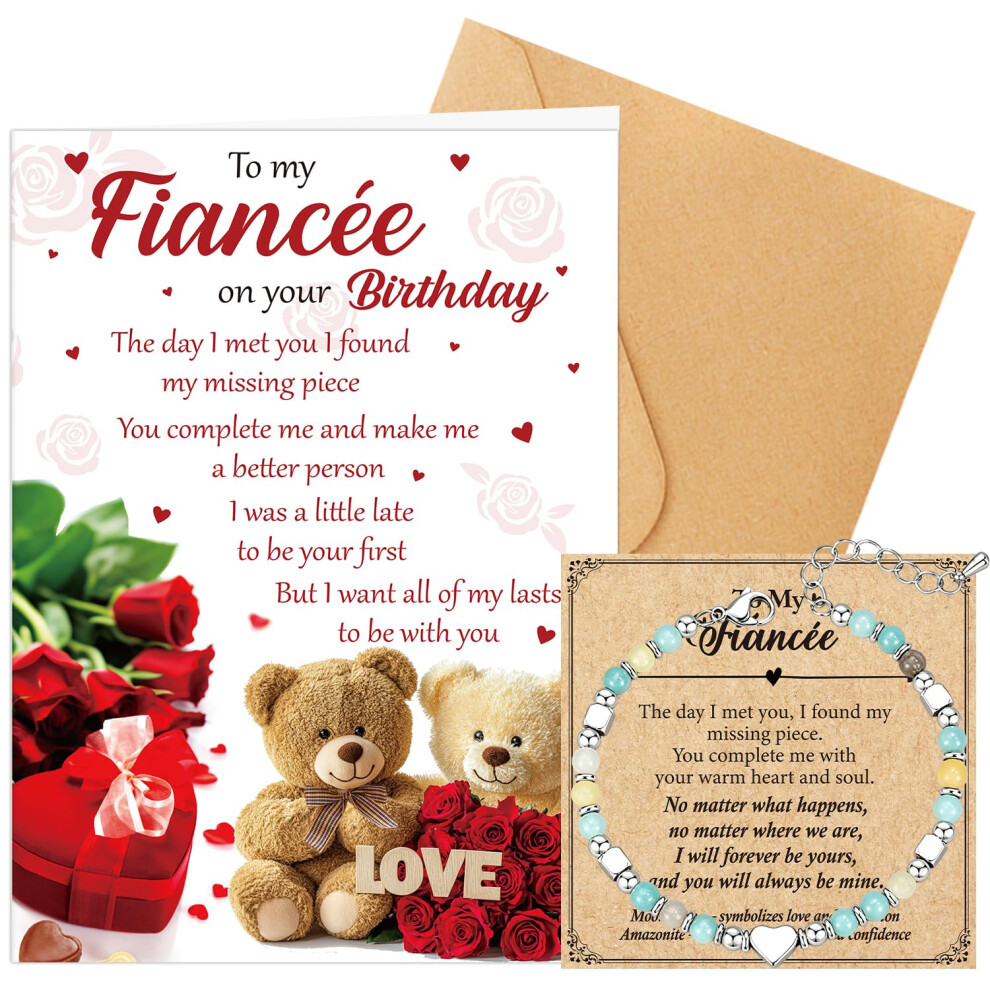 Luvart Fiancée Birthday Card Gift - Fiancée Greeting Card With Bracelet Fiancee