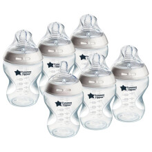 Tommee Tippee Natural Start Baby Bottles for 0m+, Pack of 6 260ml Baby Bottles,