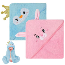 Aolso Hooded Baby Towel,2 PCs Baby Bath Towels with Hood,80x80cm Soft and Absorbent Hooded Towels for Kids Newborn and Infant,Baby Shower Gifts(Blue/