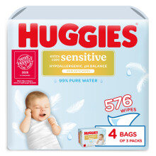 Huggies Extra Care Sensitive Baby Wipes - 12 Pack (576 Wipes) – Plastic Free Wet