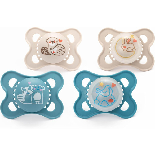 MAM MAM Original Day & Night Soothers | 0-6 Months | 4 Pack | Includes 2X Glow in Th