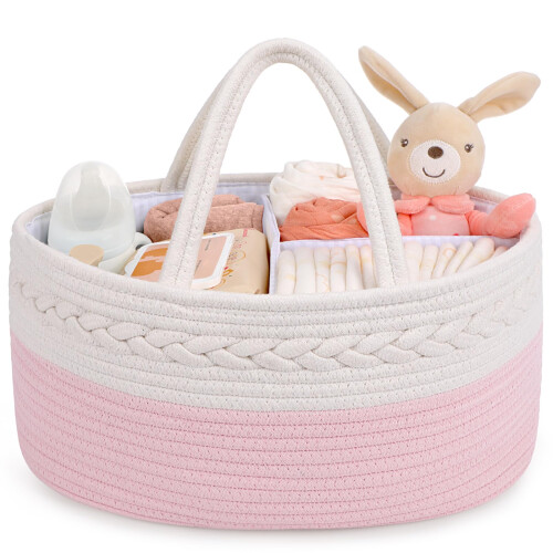 Maliton Nappy Caddy，Cotton Rope Newborn Essentials，Sturdy Portable