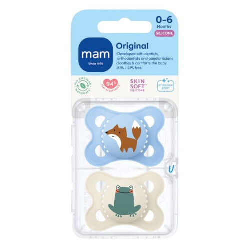 MAM MAM Original Soothers | 0-6 Months | 2 Pack | Comes in Dummy Steriliser Case | S 1