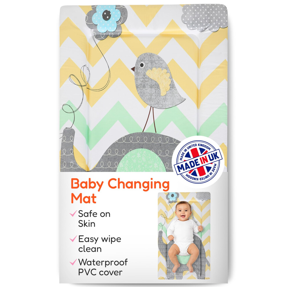 Babycurls Baby Changing Mat With Raised Foam Edges - Wipe Clean Waterproof Pvc N