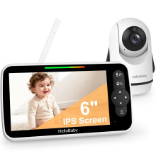 HelloBaby 6-Inch Video Baby Monitor, Large Screen with Camera and Audio, 4000mAh