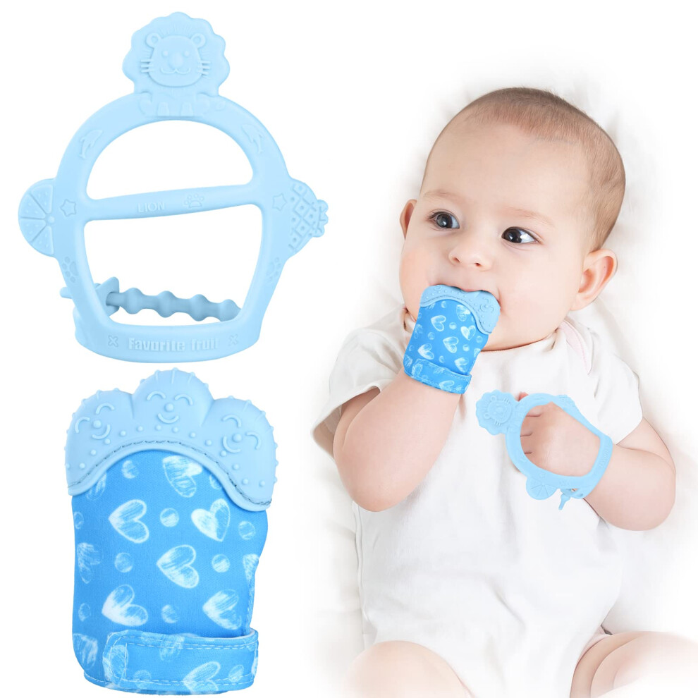 Vicloon Baby Teething Set, Teething Mittens For Baby, Includes Babies Chew Toy A