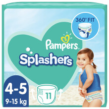 Pampers Splashers Size 4-5, 11 Disposable Swim Nappies, 9-15 Kg, for Secure Prot