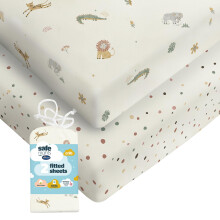 Silentnight Safe Nights Fitted Sheet - Crib Mattress - Breathable 100% Cotton Je