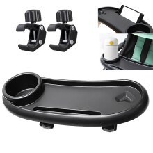 DeJivsin 3 in 1 Snack Tray for Pushchair, Black Stroller Snack Tray with Cup Hol