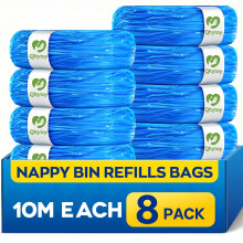 8 Pack Nappy Bin Refills, 10M Extra Long Diaper Pail Bags, Multi-layer Anti-Odor