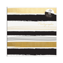Tallon Black & Gold Stripes 6x4 Photo Album Memo Slip in Holds 200 Photos